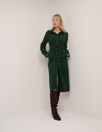 Green Cord Tie Waist Lizzy Midi Dress