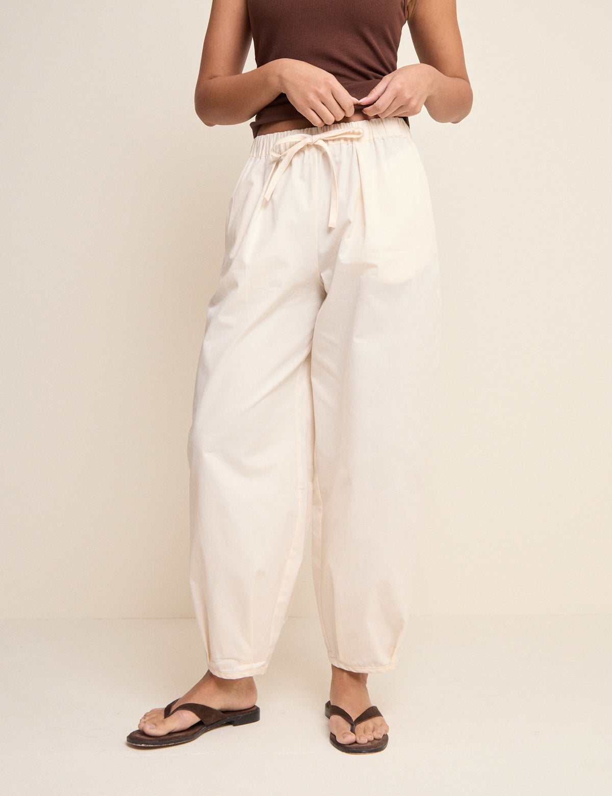 Cream Balloon Leg Trousers