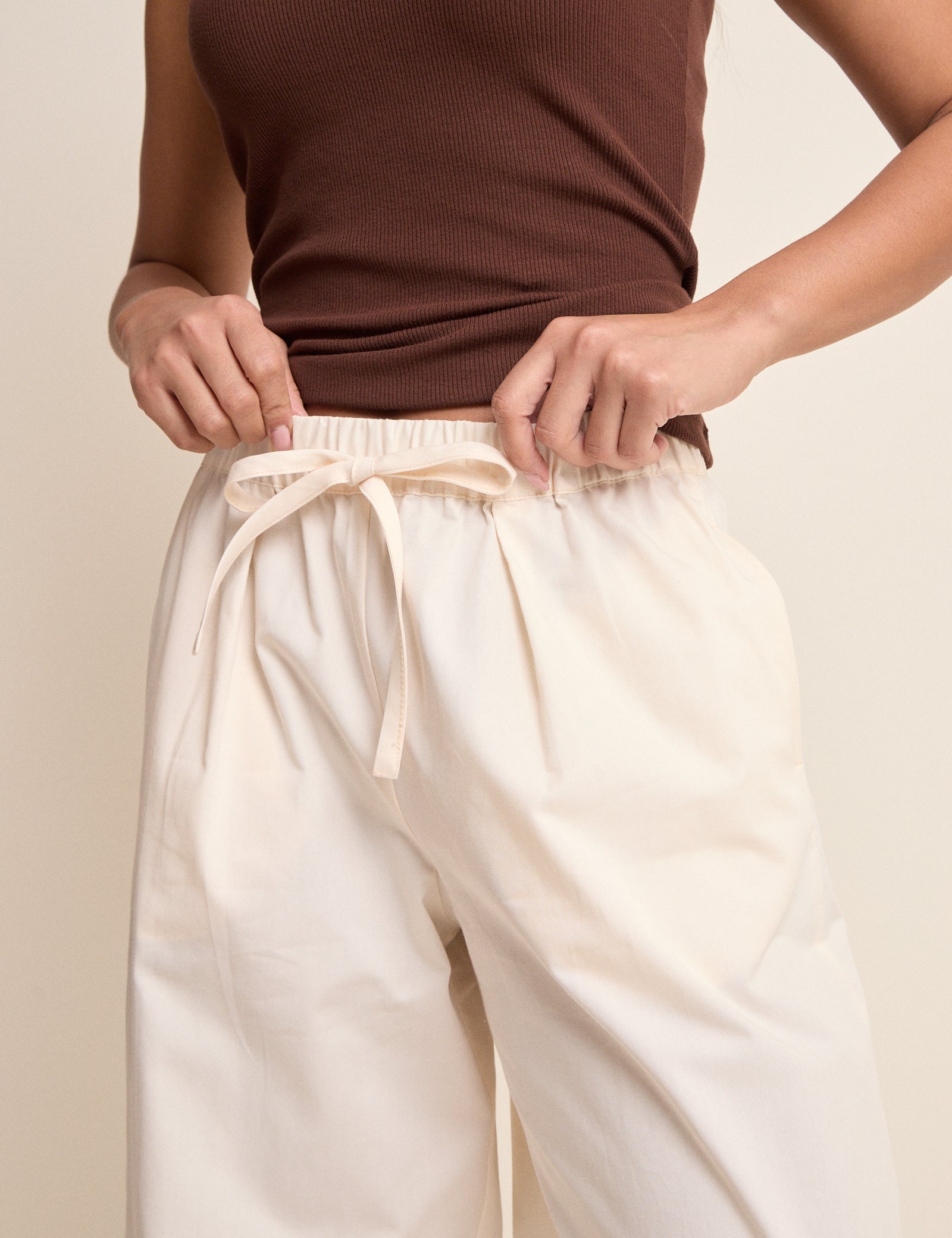 Cream Balloon Leg Trousers