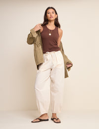 Cream Balloon Leg Trousers