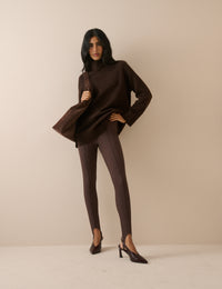 Brown Roll Neck Oversized Jumper
