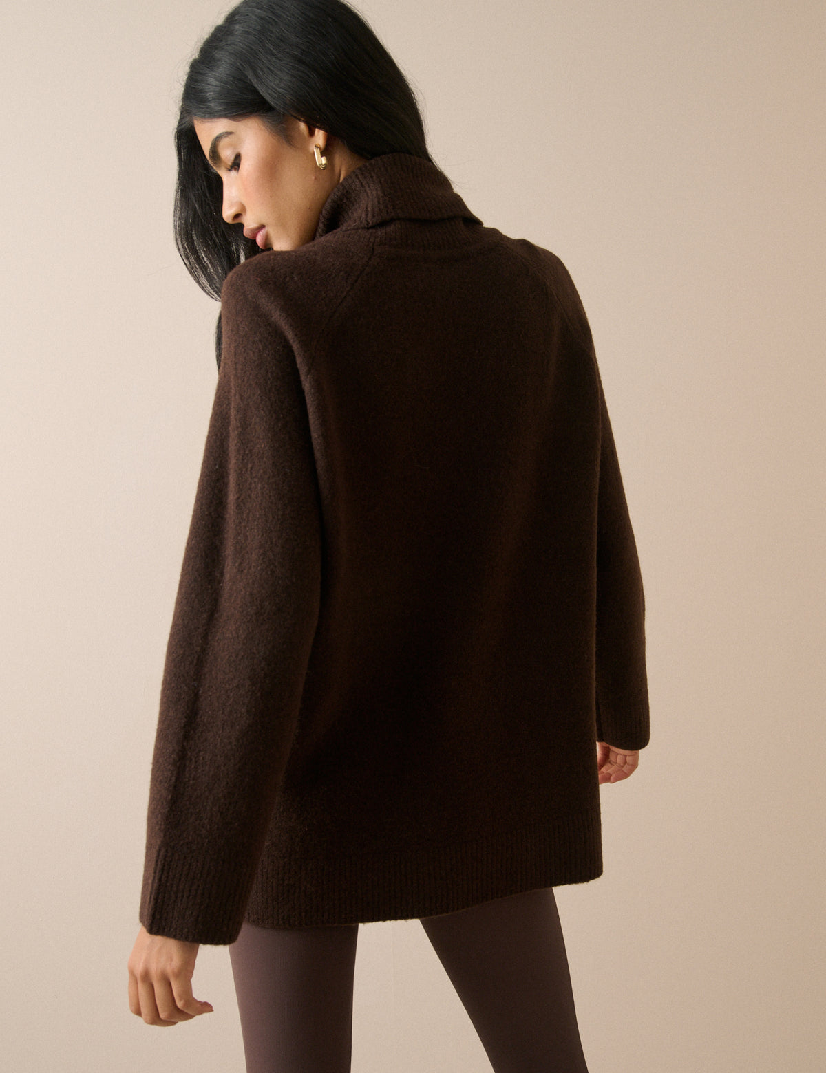 Brown Roll Neck Oversized Jumper