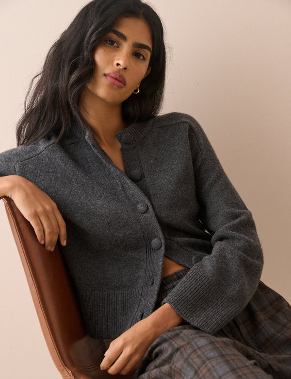 Grey Wool Saddle Lily Cardigan