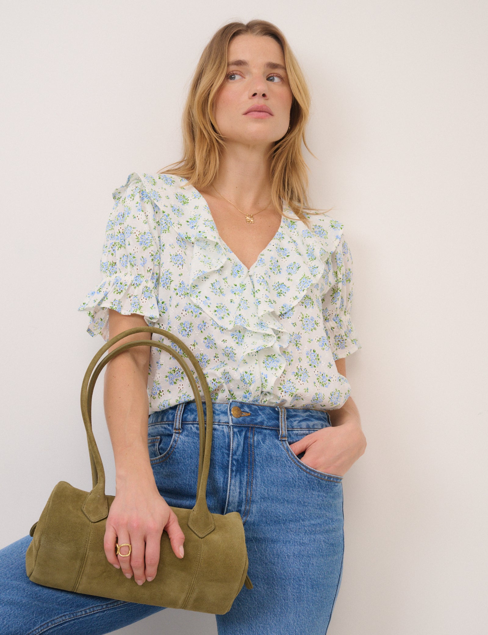 White Floral Whitney Blouse