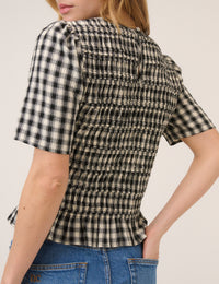 Gingahm Shirred Top
