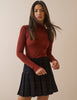 Black and Red Tartan Pleated Mini Skirt