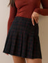 Black and Red Tartan Pleated Mini Skirt