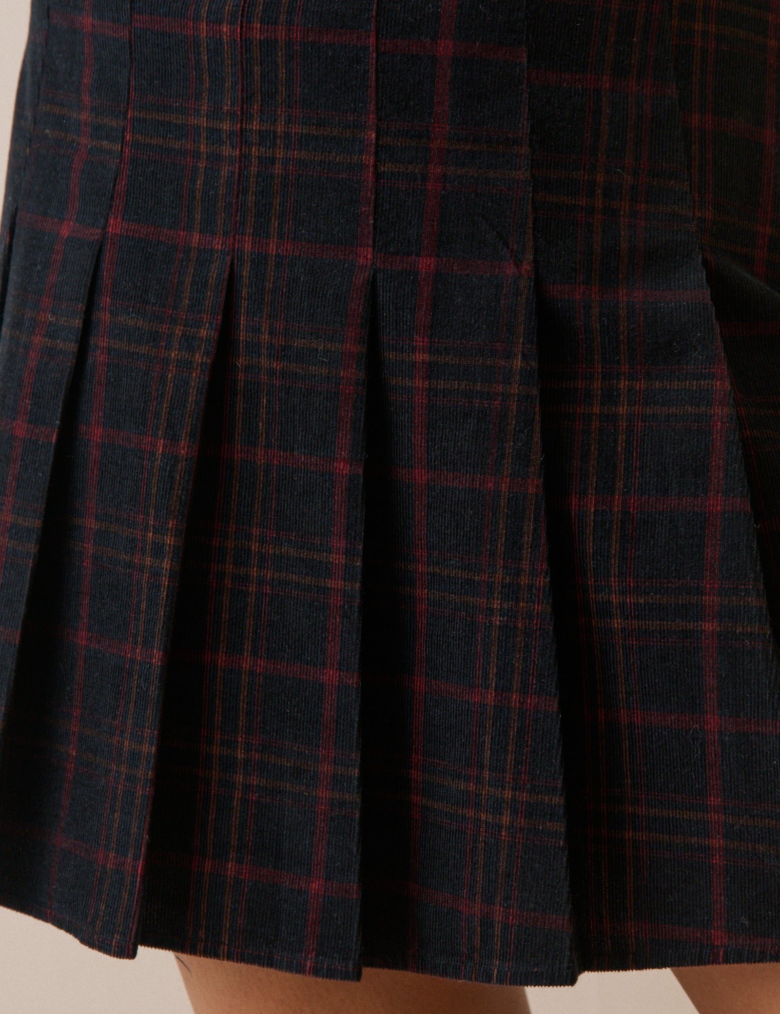 Black and Red Tartan Pleated Mini Skirt