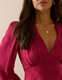 Pink Jacquard Floral Satin Top