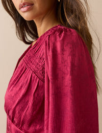 Pink Jacquard Floral Satin Top