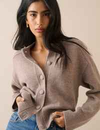 Light Brown Wool Saddle Lily Cardigan