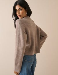 Light Brown Wool Saddle Lily Cardigan