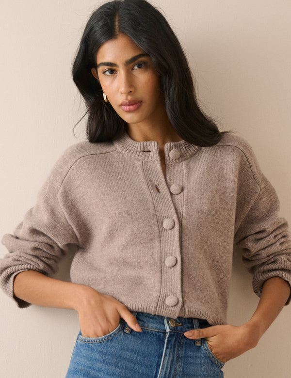Light Brown Wool Saddle Lily Cardigan