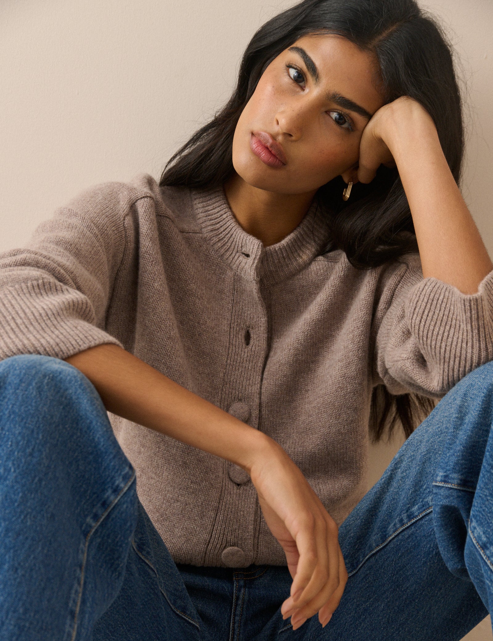 Light Brown Wool Saddle Lily Cardigan