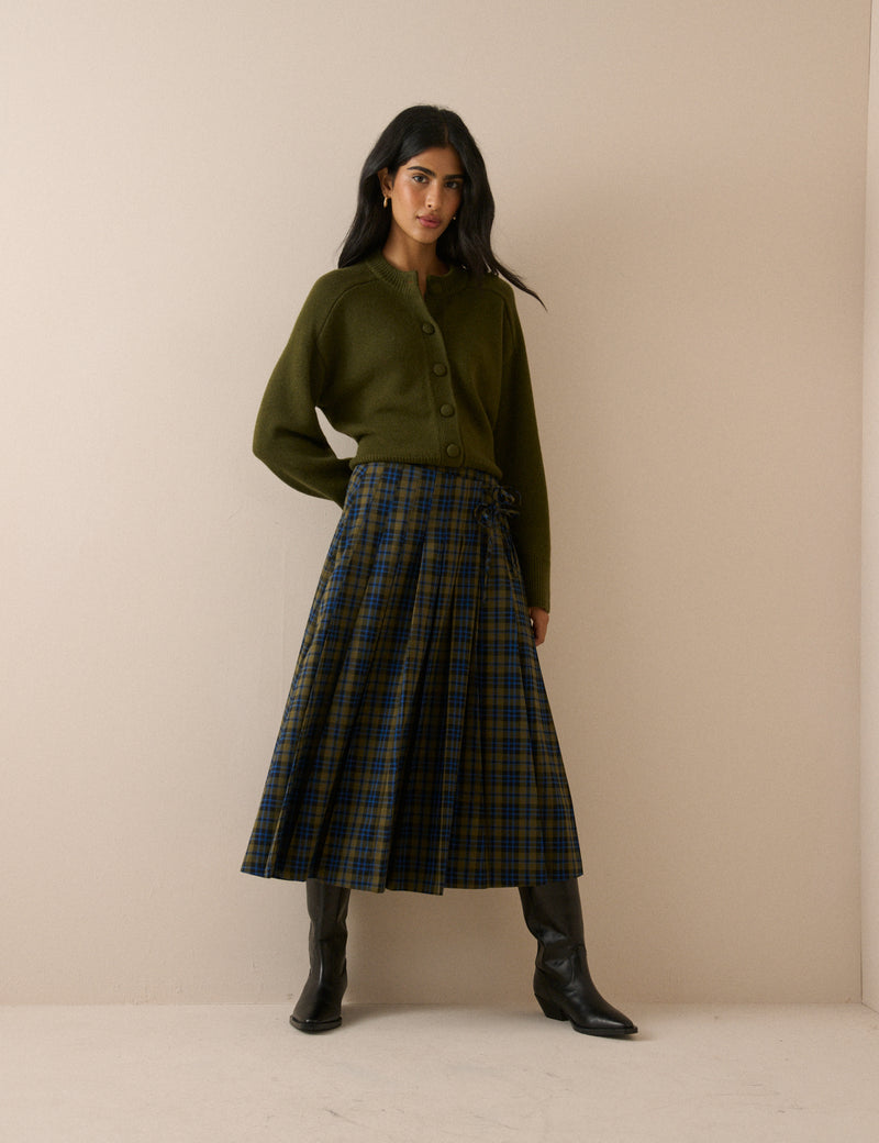Khaki Wool Saddle Lily Cardigan