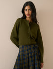 Khaki Wool Saddle Lily Cardigan
