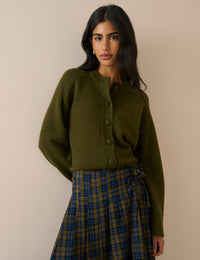 Khaki Wool Saddle Lily Cardigan