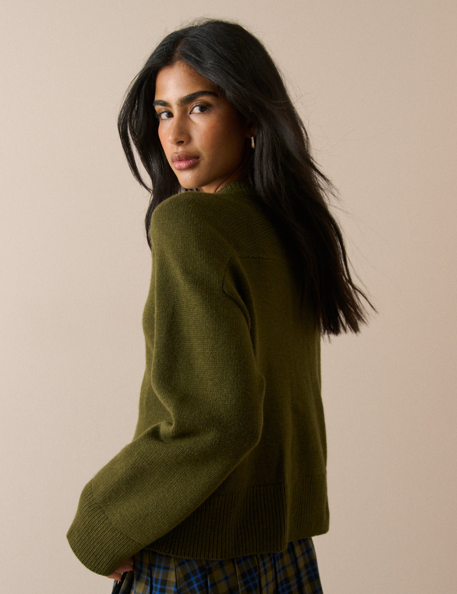 Khaki Wool Saddle Lily Cardigan