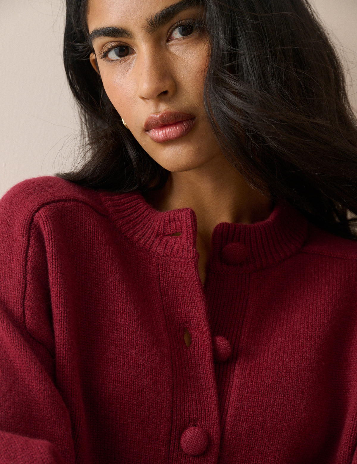 Red Wool Saddle Lily Cardigan