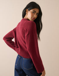 Red Wool Saddle Lily Cardigan