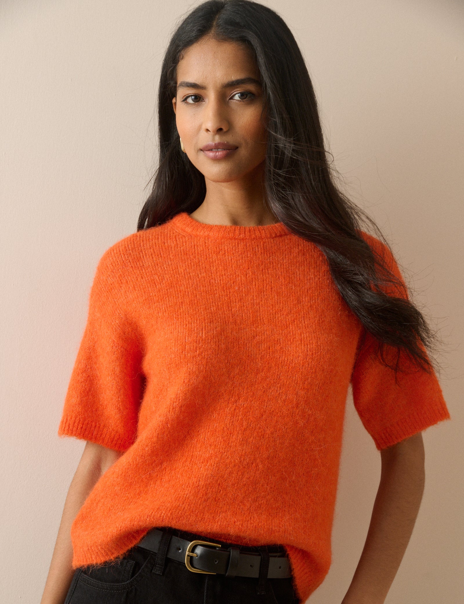 Orange Oversized Knitted Top