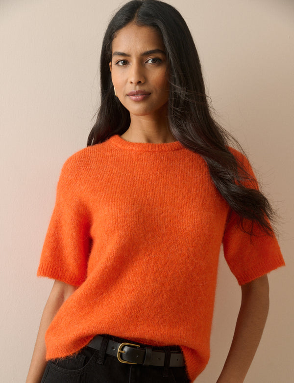Orange Oversized Knitted Top
