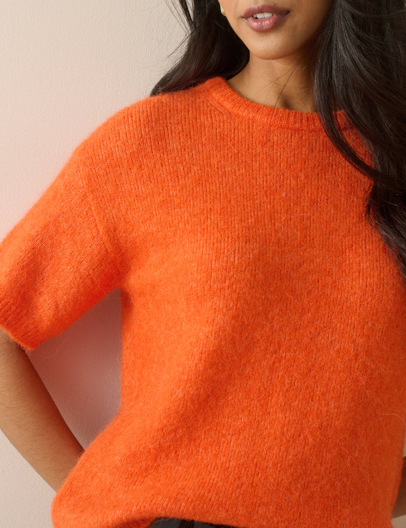 Orange Oversized Knitted Top