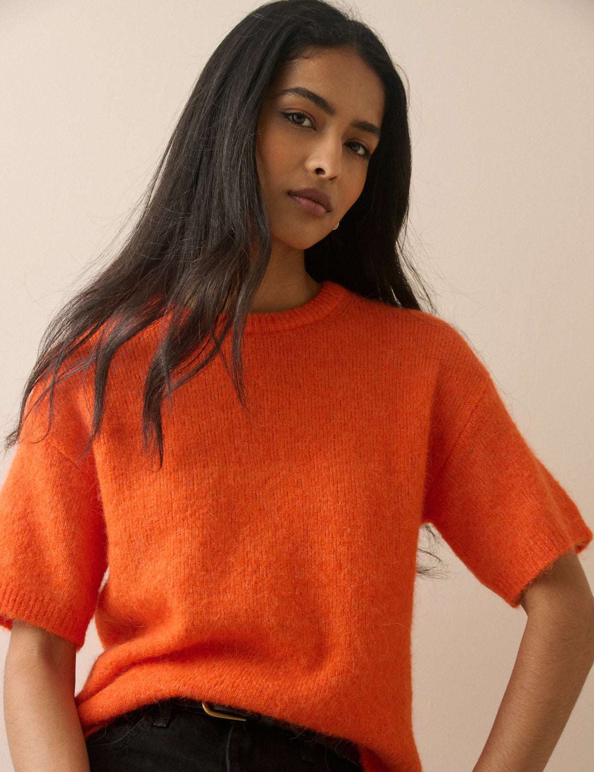 Orange Oversized Knitted Top