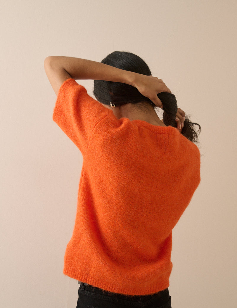 Orange Oversized Knitted Top