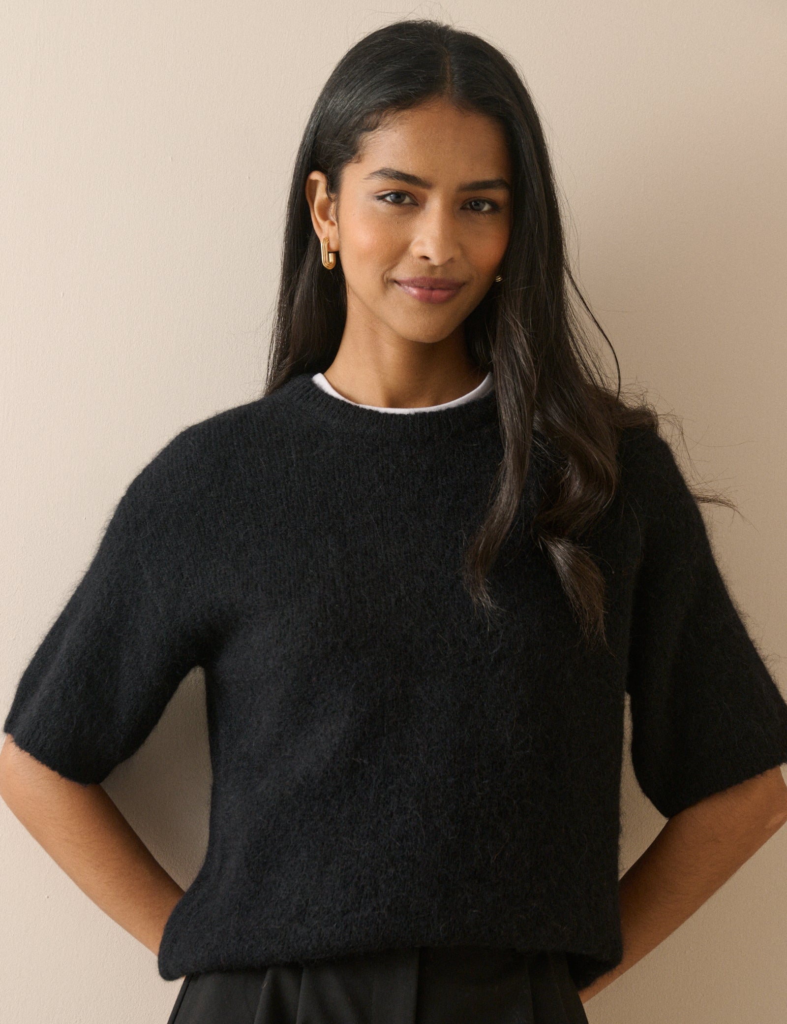 Black Oversized Knitted Top