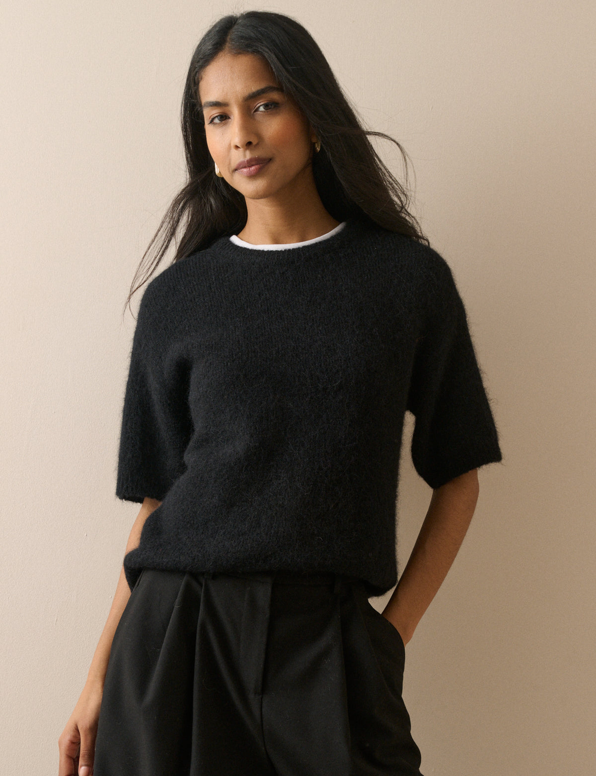 Black Oversized Knitted Top