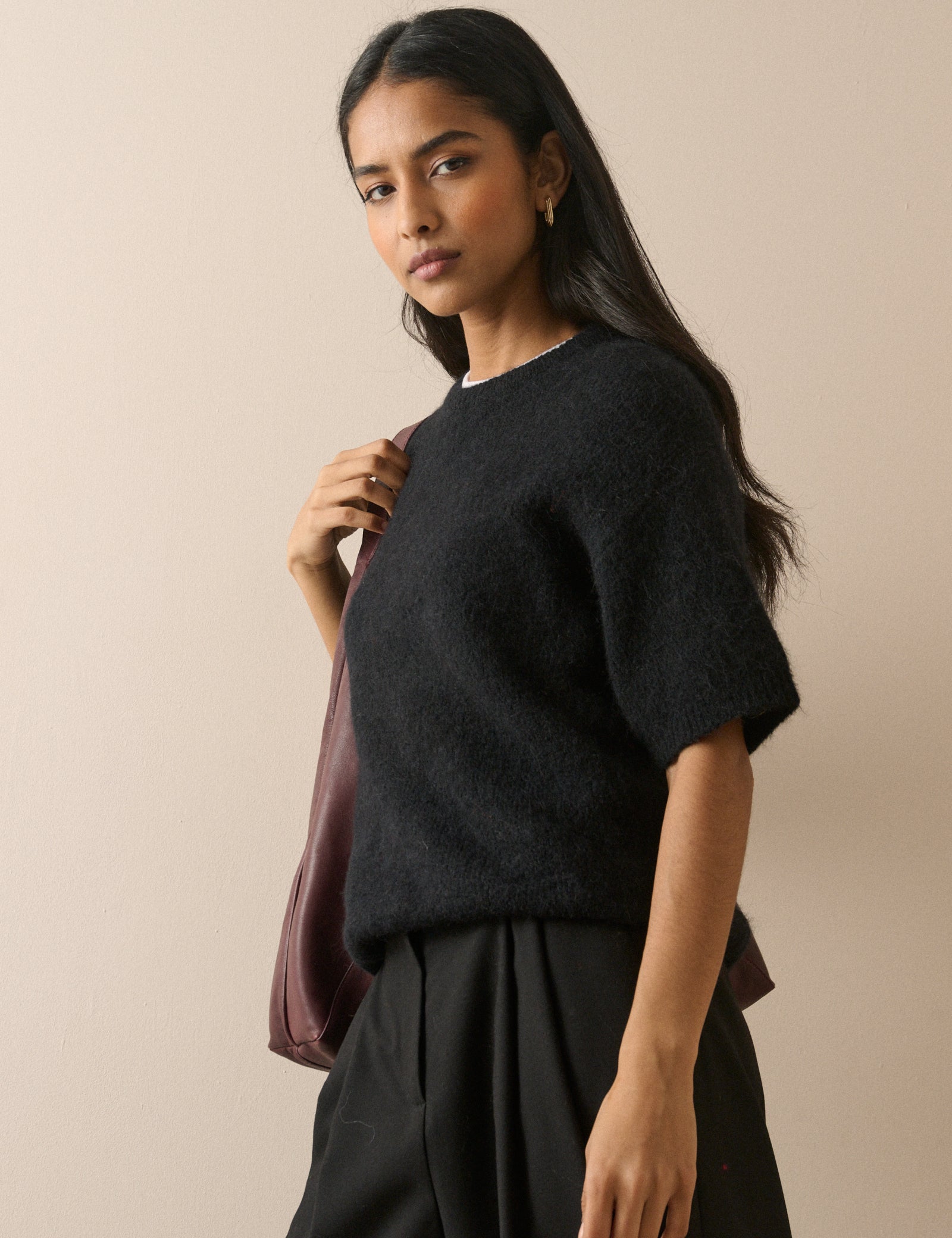 Black Oversized Knitted Top