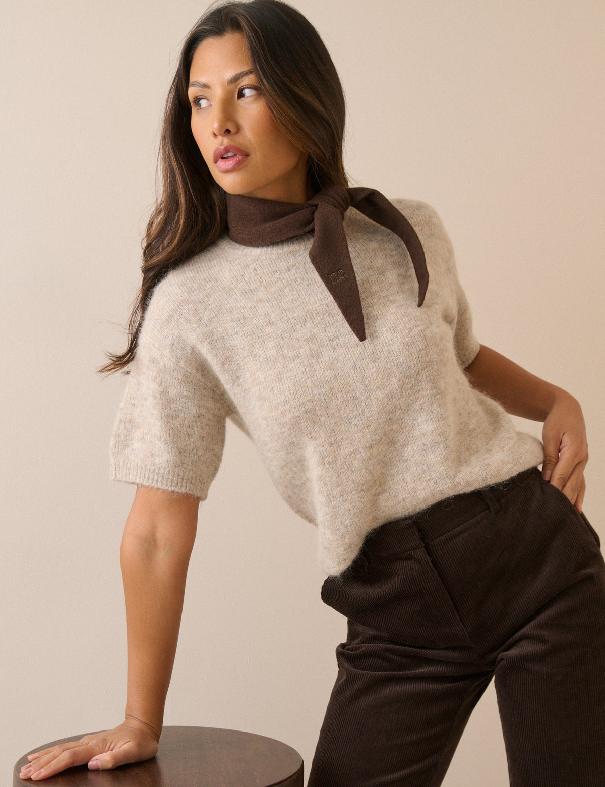 Oatmeal Marl Oversized Knitted Top