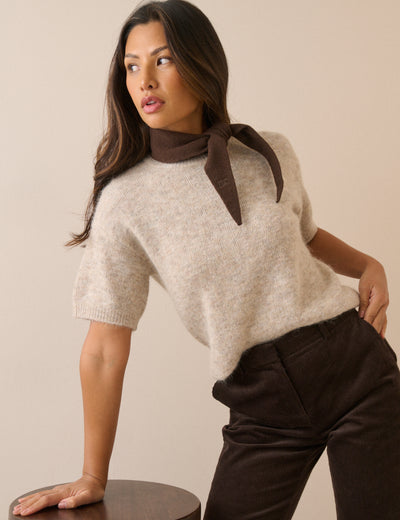Oatmeal Marl Oversized Knitted Top