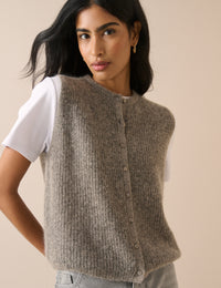 Grey Marl Knitted Ribbed Vest