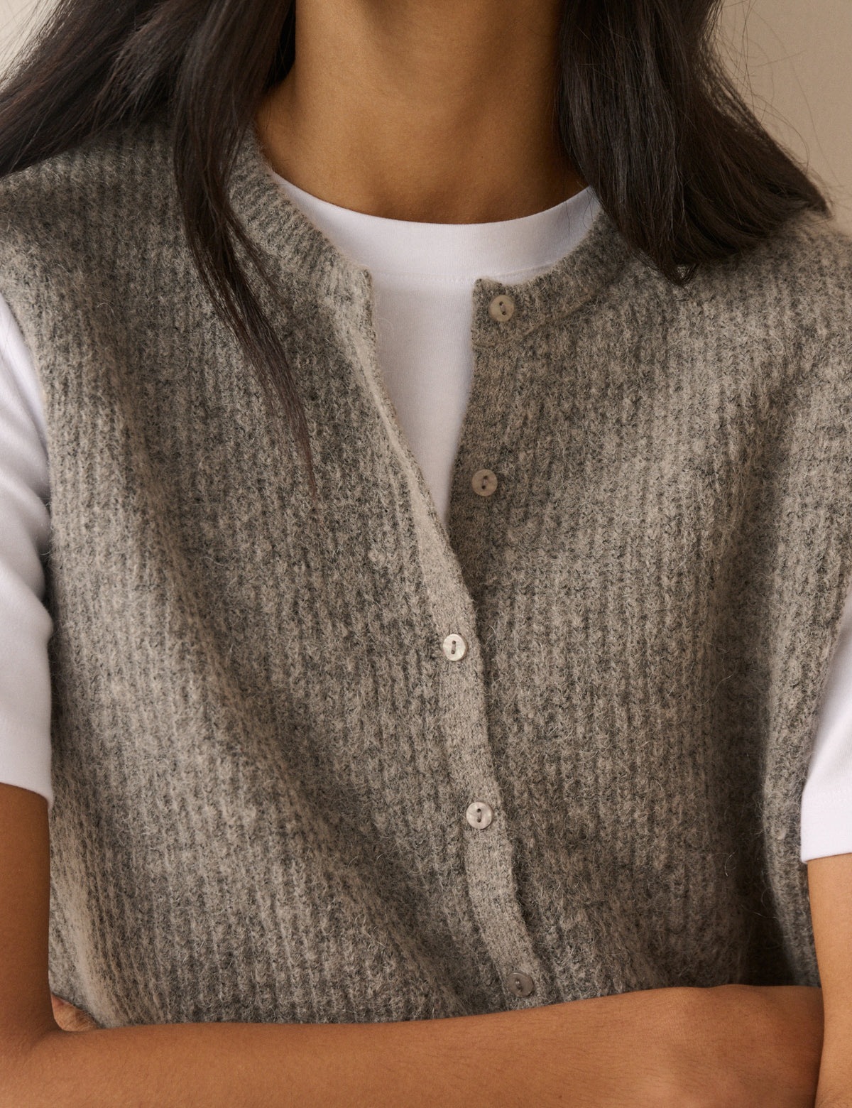 Grey Marl Knitted Ribbed Vest
