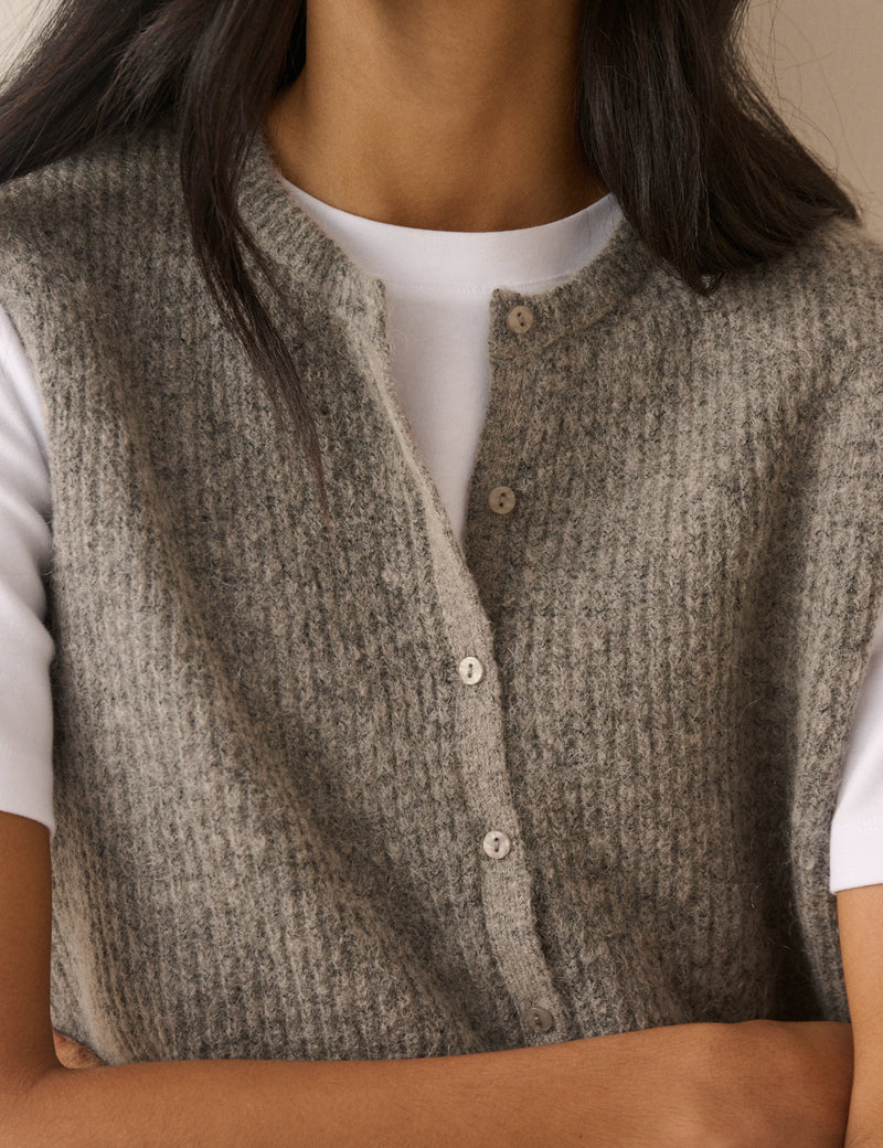 Grey Marl Knitted Ribbed Vest