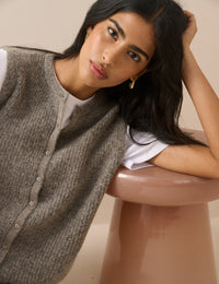 Grey Marl Knitted Ribbed Vest