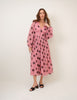 Pink Polka Dot Balloon Sleeve Anya Midi Dress
