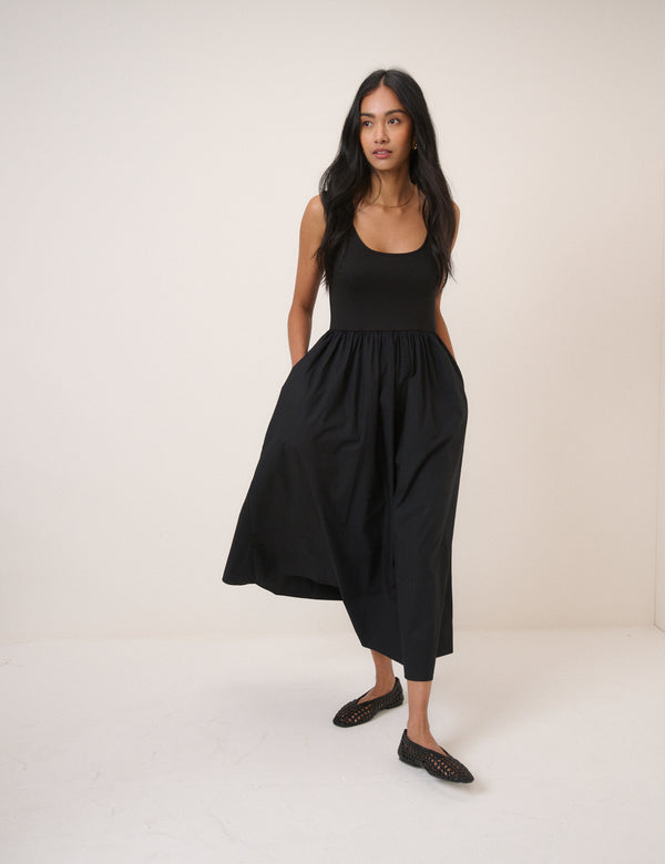 Black Sleeveless Colorado Midi Dress
