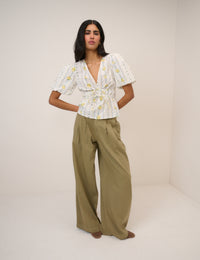 White Ditsy Floral Cordelia Top