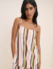 Multi-Coloured Striped Longline Linen-Blend Cami Top