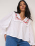 White Floral Collar Embroidered Blouse