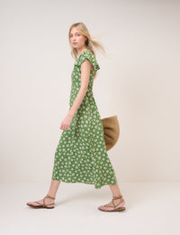 Green Floral Elsie Midi Dress