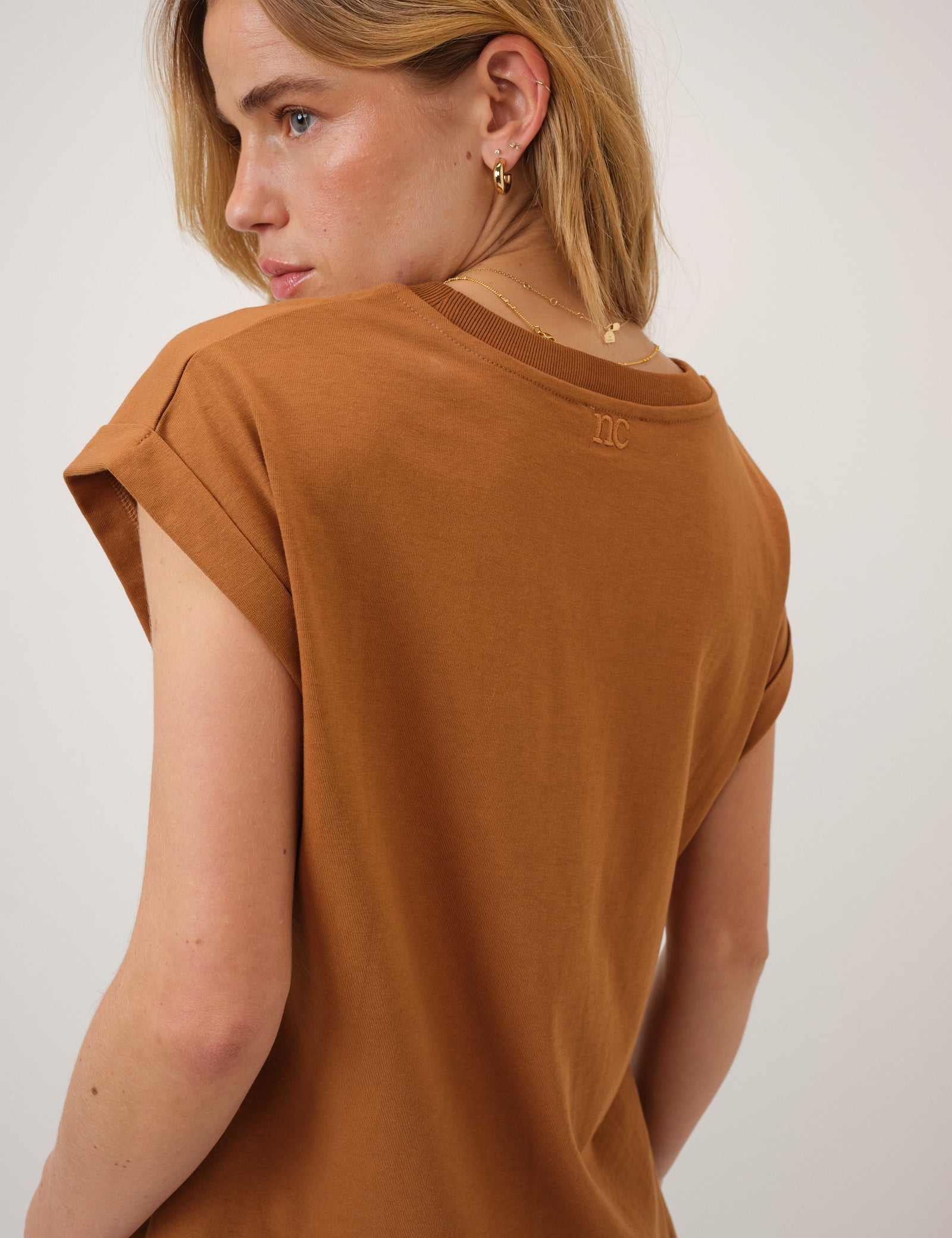 Camel Cap Sleeve T-Shirt