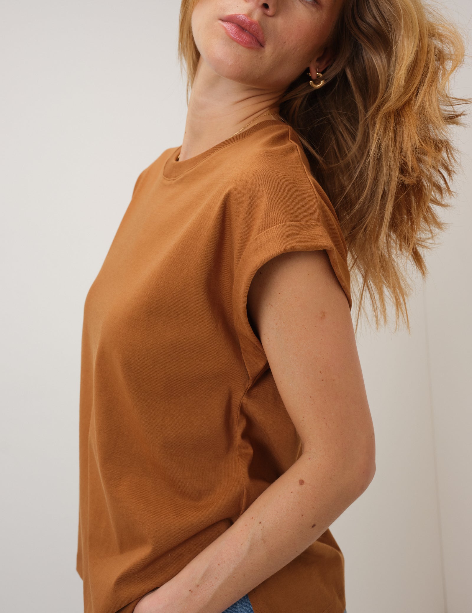 Camel Cap Sleeve T-Shirt