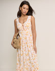 White Ditsy Floral Tiered Heather Midi Dress