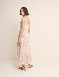 Ivory Ditsy Floral Lace Trim Heather Midi Dress