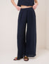 Navy Linen-Blend Wide Leg Jerrow Trousers