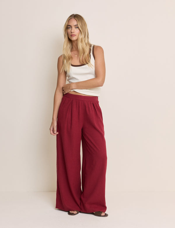 Red Wide Leg Jerrow Trousers